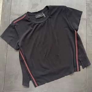 STORIA Crop Top with Striping and Mesh Detail